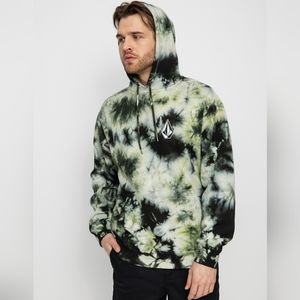 Volcom Iconic Stone Hoodie Lime Green & Black Tie Dye